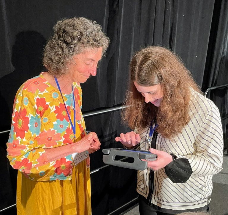 Janice Light and Jordyn Zimmerman in convesation