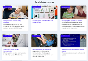 screenshot of courses